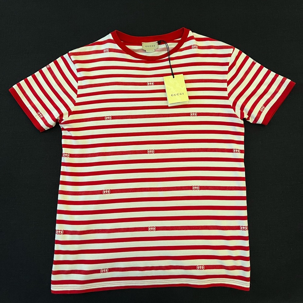 New authentic Gucci Kids T-shirt in red striped GG boys size 12 NWT